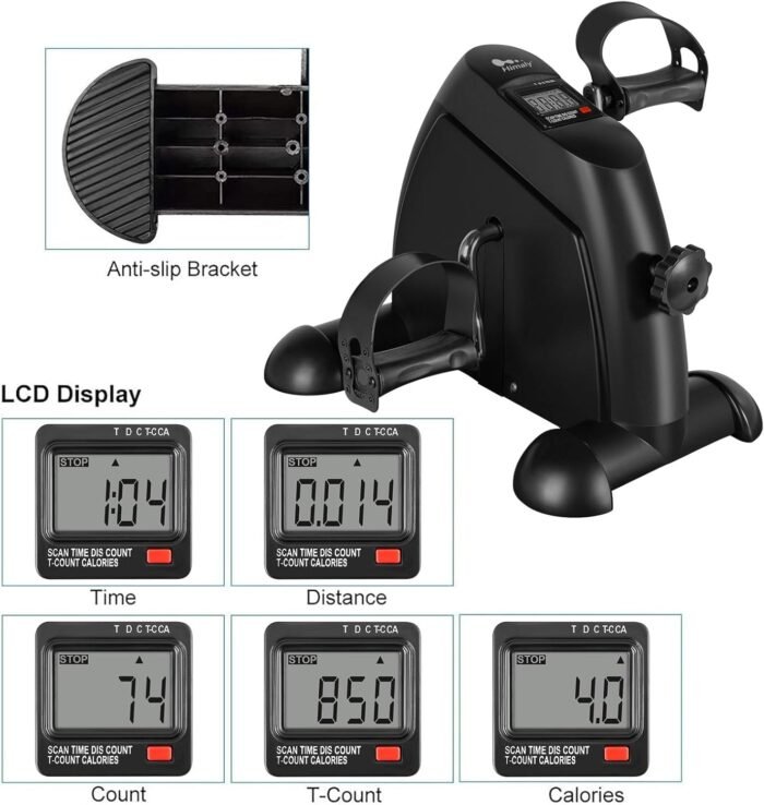 Mini Exercise Bike, himaly Under Desk Bike Pedal Exerciser Portable Foot Cycle Arm & Leg Peddler Machine with LCD Screen Displays - Image 3