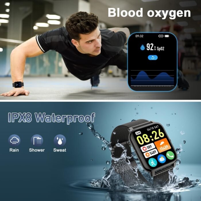 Smart Watch for Women Men Fitness: (Make/Answer Call) Bluetooth Smartwatch for Android Phones iPhone Waterproof Outdoor Sport Digital Running Watches Health Tracker Heart Rate Monitor Step Counter - Image 8