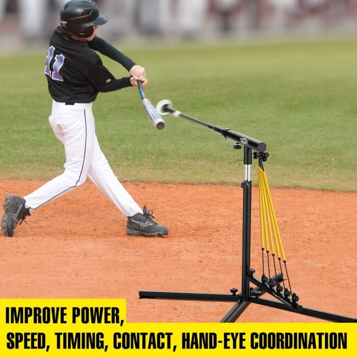 Baseball Softball Swing Trainer with 5 Power Bands,Auto Reset Baseball Training Equipment,Baseball Hitting Trainer,Height Adjustable 31-47 inches Softball Swing Trainer Improve Power,Speed - Image 7