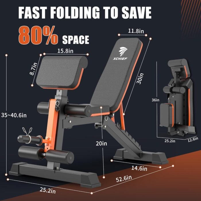 Adjustable Weight Bench - 1000LBS Heavy Duty Foldable Workout Bench Press with Leg Extension and Preacher Pad, Flat/Incline/Decline, Sit Up Bench for Full Body Strength Training at Home Gym - Image 5