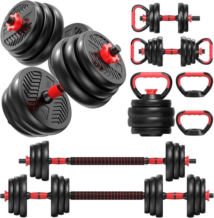 Adjustable Weight Dumbbell Set, 4 In1 Dumbbells Set Used As Barbell, Kettlebells, Push Up Stand, Fitness for Women Men Home Gym Workout Exercise Strength Training Versatile Weights Quipment - Image 2