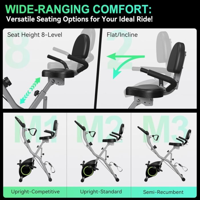 Foldable Exercise Bike Stationary Bikes for Home, 5 IN 1 Indoor Workout Bike, Cycling Bike with 16-Level Quiet Magnetic Resistance, 6.6 LBS Flywheel and 300LBS Capacity, 2025 Designed 817 X-bike - Image 4