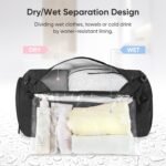 BALEINE Gym Bag for Women and Men, Small Duffel Bag for Sports, Gyms and Weekend Getaway, Waterproof Dufflebag with Shoe and Wet Clothes Compartments, Lightweight Carryon Gymbag (Black) - Image 5