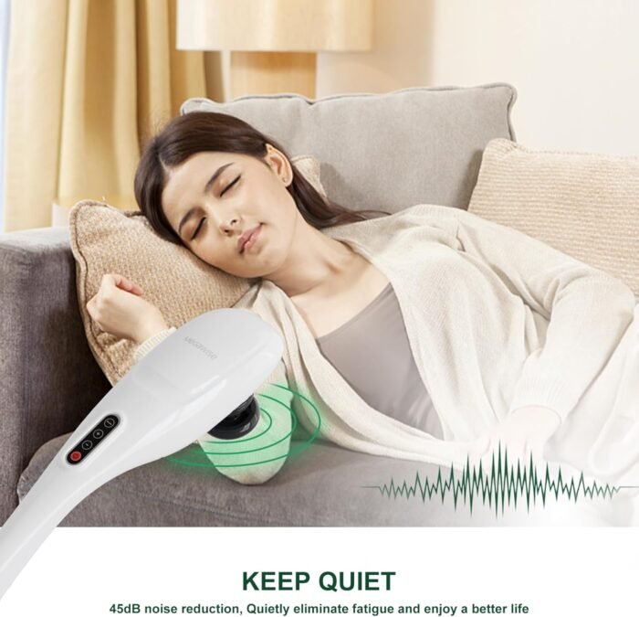 MEGAWISE Handheld Back Massager | Deep Tissue Percussion Relief for Back, Neck, Shoulders, Waist Legs, Full Body for Improved Blood Circulation and Fatigue Relief (Pearl White 6Ft Corded) - Image 3