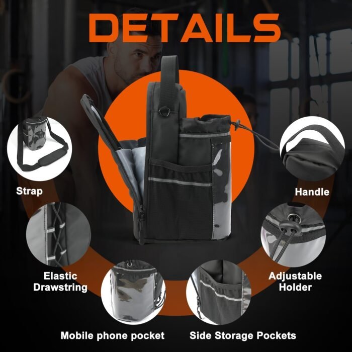 Magnetic Gym Bag for Men and Women, Magnetic Water Bottle Holder with Touch-screenable Clear Phone Pocket, Portable Sling Gym Bags, Crossbody Pouch for Gym Sports Travel Workout Bag, Gym Accessories - Image 9