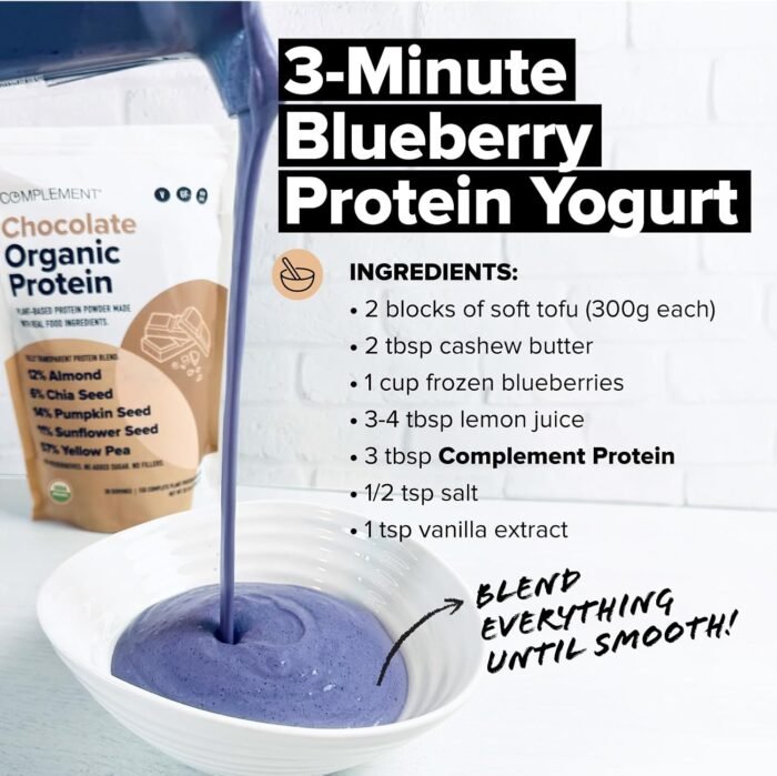 Complement Organic Chocolate Vegan Protein Powder (30 Servings) Low Carb, Low Calorie, Sugar Free, Soy Free, Non-GMO, Non Dairy - Yellow Pea, Pumpkin Seed - 15g Plant Based Protein Powder - Image 5
