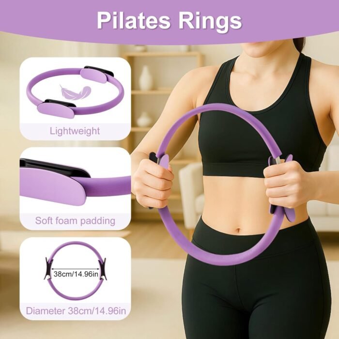 Pilates Ring, 15 Inch Pilates Fitness Circle with Non-Slip Grip Handles, Thigh Exercise, Pilates Circle, Pilate Ring Fitness Equipment for Home or Studio - Image 9