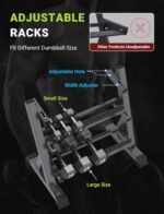 YOLEO 1100LBS Dumbbell Rack- Adjustable 3 Tier Weight Rack for Home Gym, Heavy Duty Weight Storage Organizer Dumbbell Storage Stand Holder(Rack Only) - Image 4