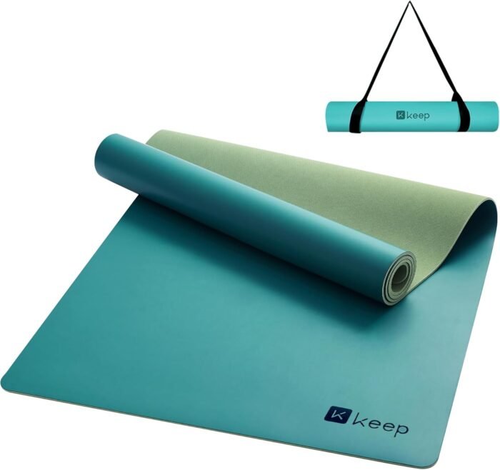 KEEP Professional Yoga Mat with Strap for Men and Women, 5mm Heavy High-Density Natural Rubber Mat for Premium Material Superior Grip, Non-Slip, Eco-Friendly 72"x26" Exercise Mat - Image 2