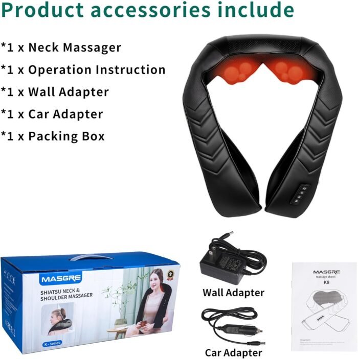 Electric Shiatsu Neck and Back Massager with Heat, 3D Shoulder Massager, Deep Tissue Kneading Massage Pillow for Leg, Body Muscle Pain Relief, Gifts for Men,Women,Mom & Dad (NOT Cordless) - Image 6
