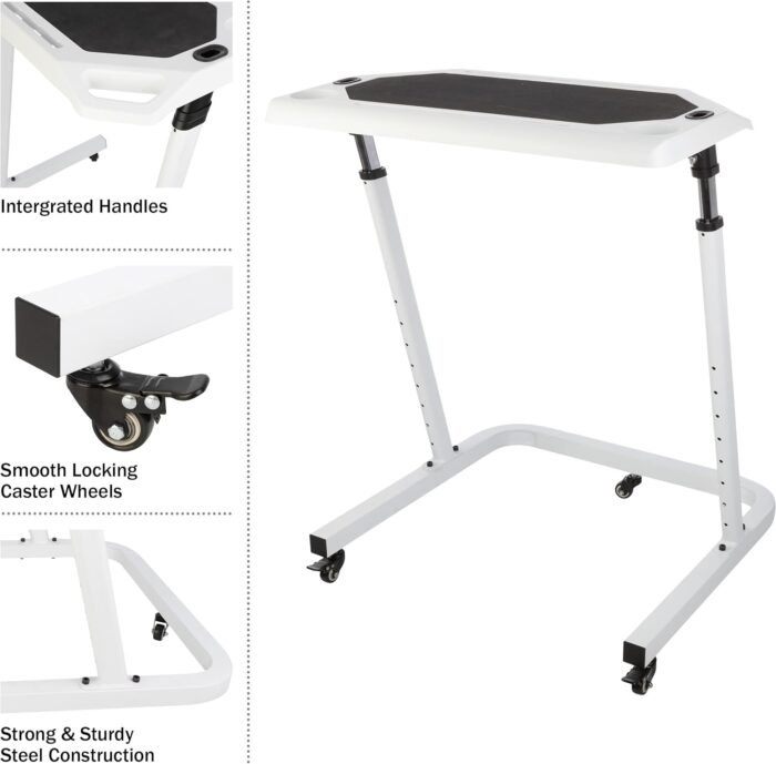 Adjustable Bike Desk - Rolling Laptop Cart for Stationary Bike or Trainer - Exercise While Working or Watching TV - Standing Desk - Image 2