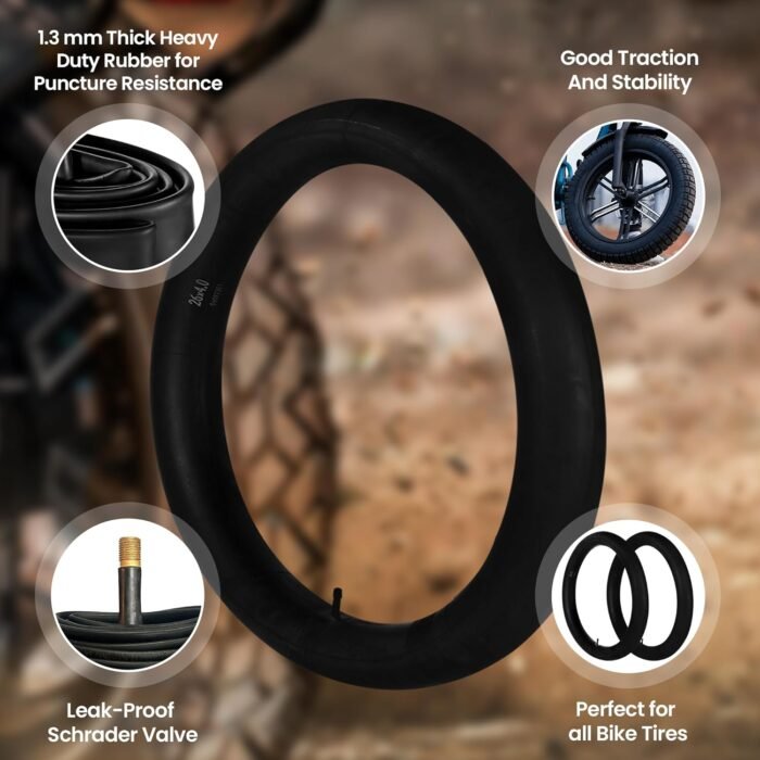 HEB - Heavy Duty Bike Tube for Ebike Tires - Puncture Resistant Inner Tube for 20x4 / 26x4 Bike Tire, Fat Tire Tube, MTB, 20 inch x 4.0 inch and 26 inch x 4.0 inch Bike Tubes - Image 8