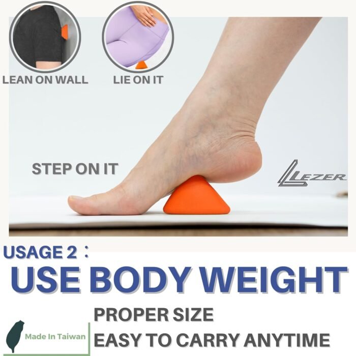 LEZER Trigger Massage Point, Manual Massage Ball, Hip Hook, Muscle Knot Release Tool, Deep Tissue Relief, Hip Flexor Iliacus Back Psoas Hand Foot Myofascial, Physical Therapy, 2.9 inｘ2.1 in（Orange） - Image 5