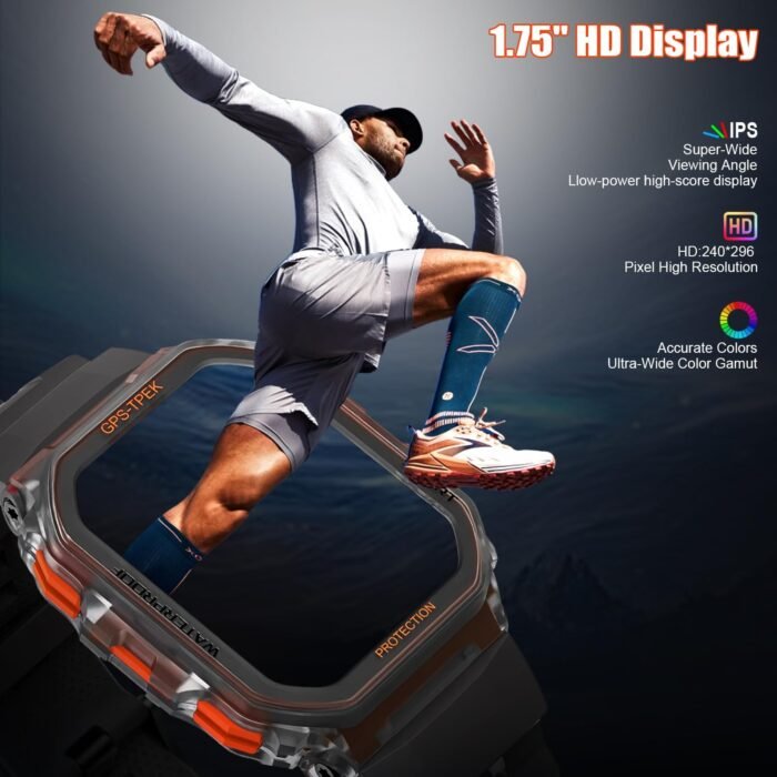 Military Smart Watches Built-in GPS, 100+ Sport Modes for Men with, Smartwatch for Android Phones and iPhone, 1.75" HD Screen Bluetooth Call 24/7 Heart Rate/Sleep/Stress - Image 8