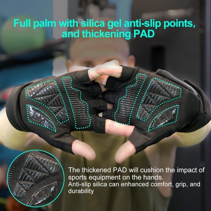 Workout Gloves for Men and Women Gym Weight Lifting Padded Gloves with Wrist Wrap Support, Full Palm Protection & Silicone Grip, Cross Training, Fitness, Pull-up - Image 4