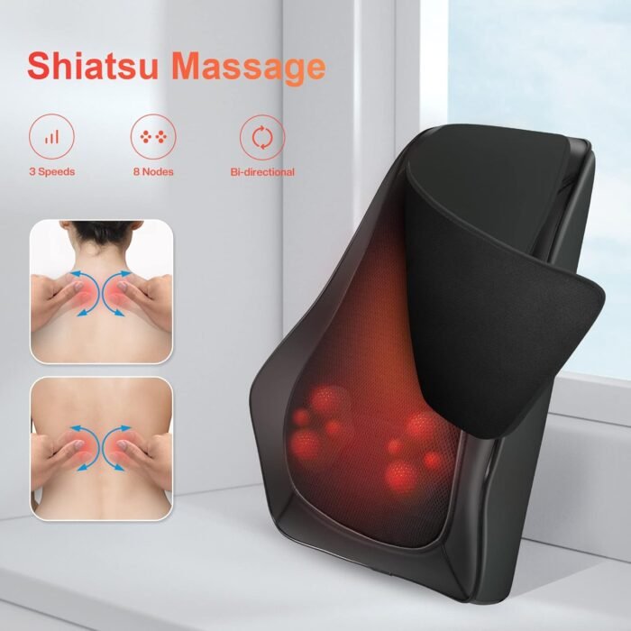 COMFIER Back Massager with Heat, Deep Tissue Shiatsu Neck and Back Massager for Pain Relief, Chair Use Massager Pillow with Adjustable Flap, Ideal Gift for Women Men - Image 4