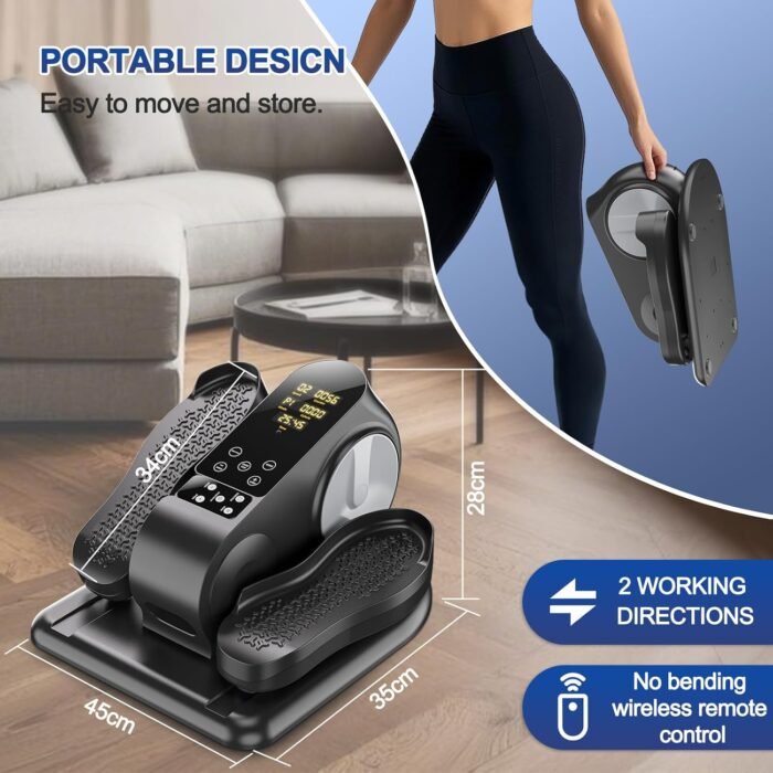 Under Desk Elliptical Machine - Upgraded Model， Ellipse Leg Exerciser for Seniors Fully Assembled, Quiet & Portable，Electric Seated Pedal Exerciser with Remote Control & 12 Adjustable Speeds - Image 4