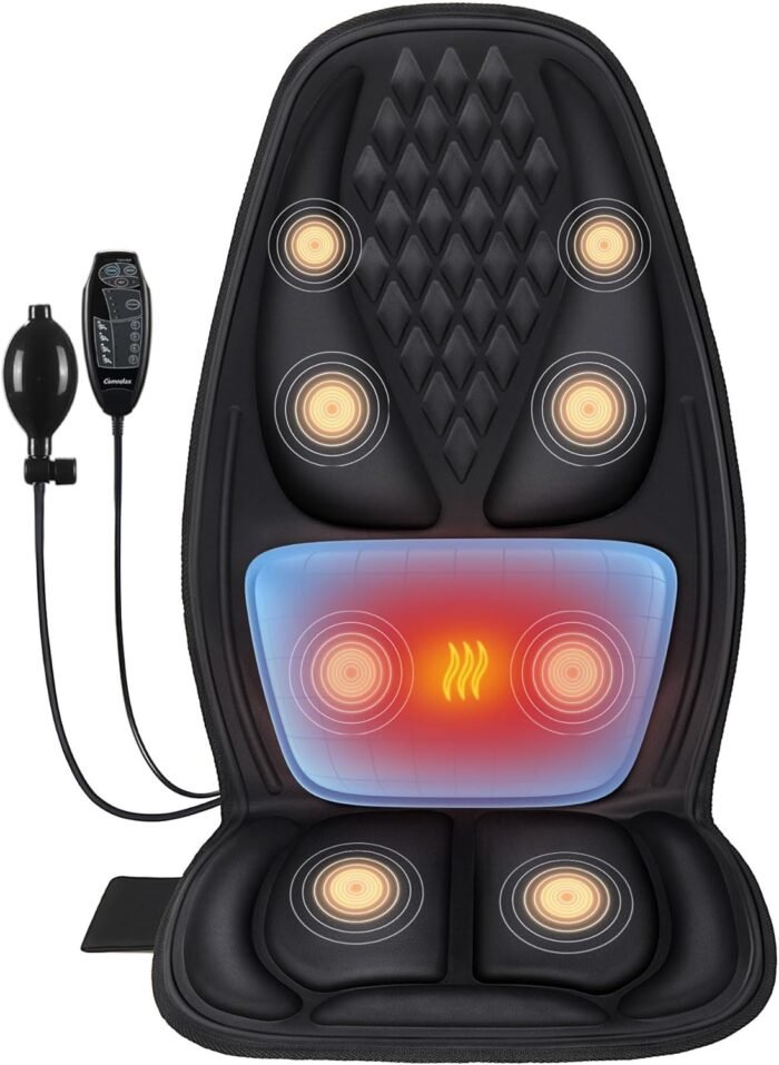 Back Massage Chair Pad with 3D Lumbar Support, Electric Back Massager for Pain Relief, Massage Seat Cushion with 3 Vibration Intensities & 2 Heat Levels - Image 2
