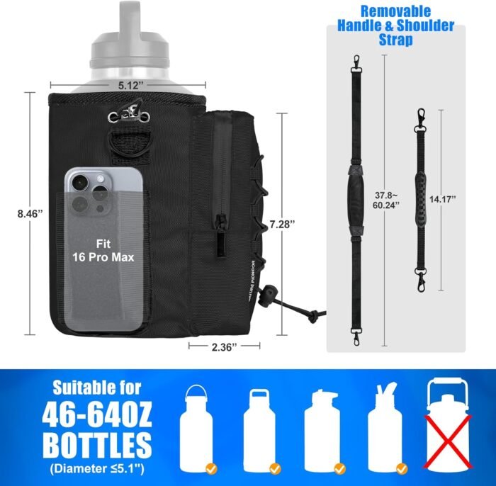 NATURE PIONEOR Magnetic Gym Bag for Men and Women - Magnet Water Bottle Holder Sling Carrier with Crossbody Shoulder Strap,Gym Accessories Pouch,Phone Pockets for Sports,Walking,Travel,Workout - Image 5