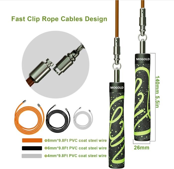 Weighted Jump Rope for Men Women -Interchangeable 1/5lb 1/4lb 1/2lb Heavy jump ropes - 360 Degree Spin - Length Adjustable,Ergonomics Leather Grip Skipping Rope for Fitness Weight Loss & More - Image 4