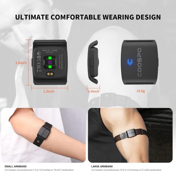 COOSPO HW9 Bluetooth 5.0 ANT+ Heart Rate Monitor Armband with HR Zones/Calories Burned, Optical HRM Sensor for Fitness Training/Cycling/Running,Compatible with Peloton,DDP Yoga,Wahoo - Image 7
