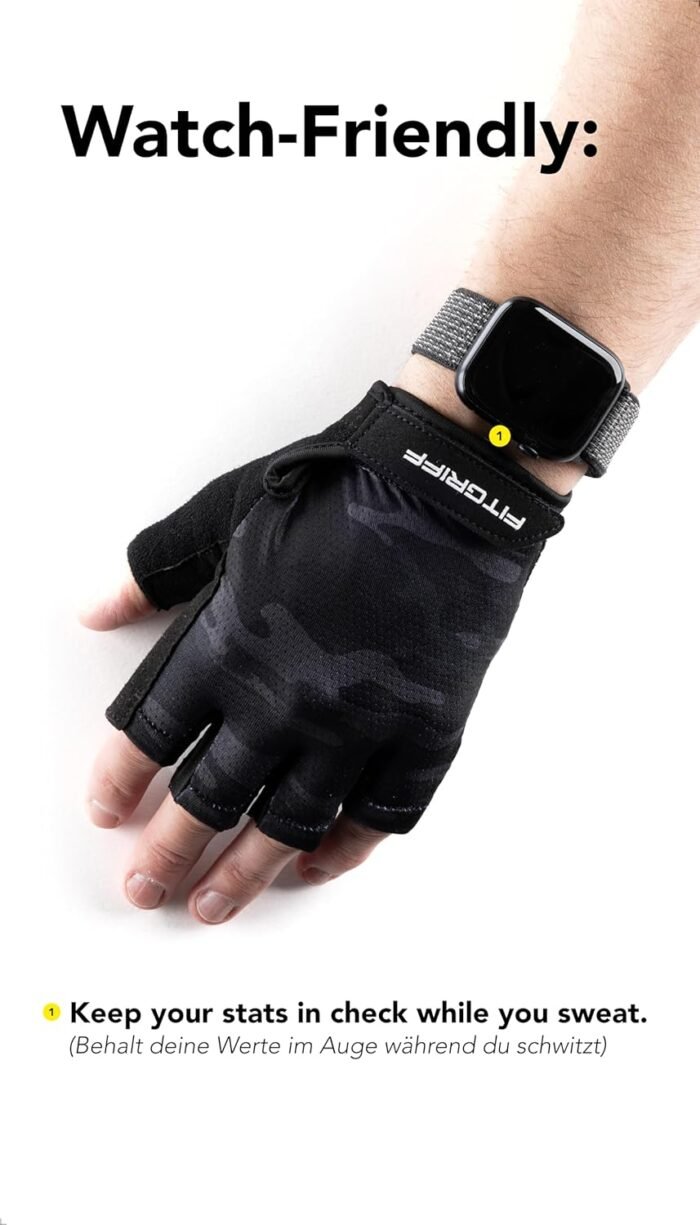 Fitgriff® Workout Gloves (Padded) for Men & Women - Fingerless Gym Gloves for Weight Lifting, Training - Full Palm Protection - Image 7
