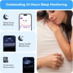 Smart Ring for Men Women - 2025 AI Fitness Tracker with Blood Oxygen/Sleep/Meditation/Heart Rate/Stress, Women's Health, Air Shutter, 5ATM Waterproof, Android & iOS Compatible (Black, #8) - Image 4