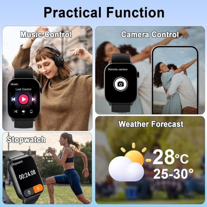Smart Watch(Answer/Make Call), 1.96" HD Smartwatch for Men Women, 2025 New Fitness Watch with 100+ Sport Modes, Heart Rate/Sleep/SpO2/Calories Monitor, IP68 Waterproof Activity Tracker for Android iOS - Image 7
