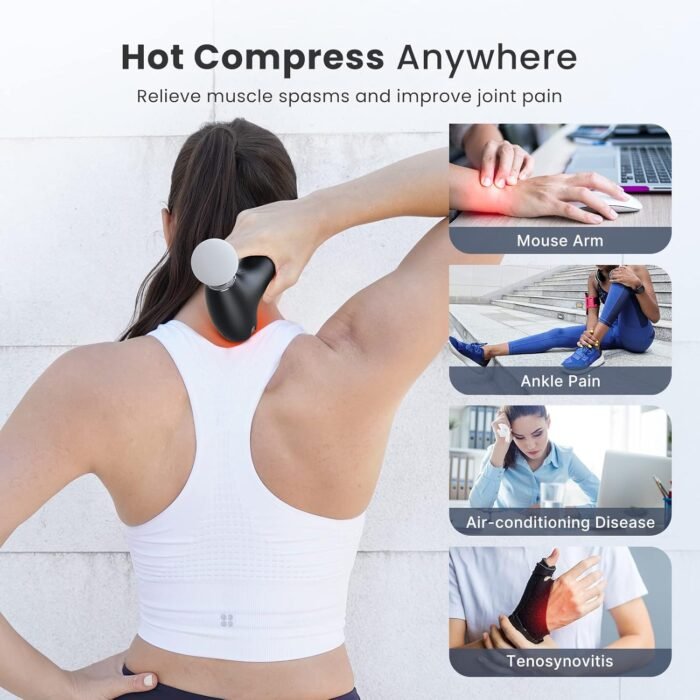 RENPHO Mini Massage Gun with Heat, FSA HSA Eligible Portable Percussion Handheld Muscle Massager, Compact Size for On-The-Go, Gifts for Men and Women - Image 3