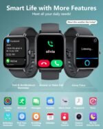 Smart Watches for Women/Men, Smart Watch for Android Phones and iPhone Compatible, Alexa Built-in, 1.8" Fitness Watches for Women, IP68 Waterproof/Bluetooth Call, Heart Rate/Sleep Monitor, Black - Image 7