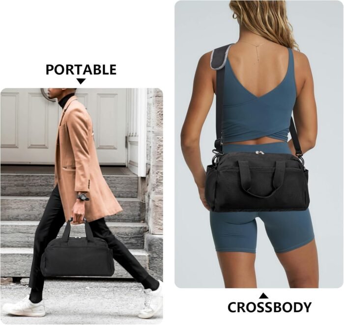 14 inch Small Gym Bag for Women & Men, Mini Duffel Bag for Travel Sports Lightweight Carry On Bag, Black - Image 5