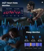 Military Smart Watches for Men(Answer/Make Calls) with LED Flashlight,530mAh Large Battery,1.43’’ AMOLED Fitness Tracker Heart Rate/SpO2/Sleep Monitor 5ATM Smartwatch for Android iOS,Silicone - Image 7