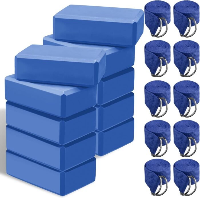 Outus 20 Pack Yoga Blocks and Straps Non-Slip EVA Foam Blocks with Metal D Ring Straps for Gym Exercise and Workout - Image 2