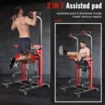 Pooboo Power Tower Dip Station Pull Up Bar for Fitness Home Gym Workout,Multi-Function Adjustable Height Fitness Strength Training Exercise Equipment,with Power Elastic Ropes - Image 3