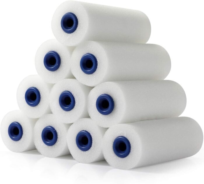 Foam Paint Roller,4-Inch Mini Paint Roller Cover Refills, Small Roller Nap, Foam-Covered Ends, High-Density Foam Covers for Roller Frame and Paint Roller Kit, Pack of 11 - Image 3