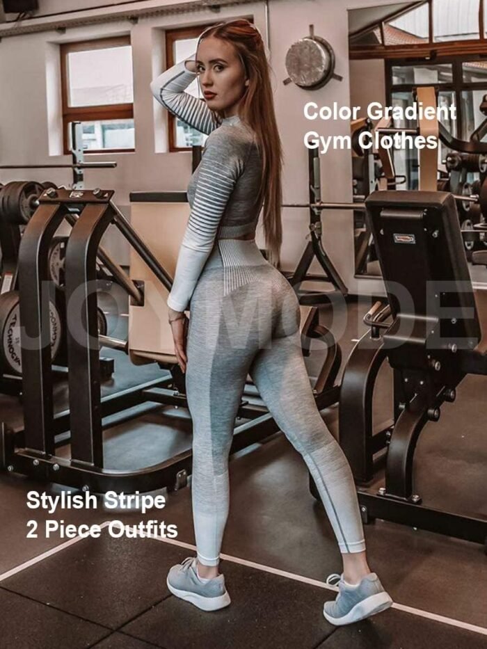 JOYMODE Workout Sets for Women 2 Piece High Waist Seamless Leggings and Crop Top Yoga Outfit - Image 3