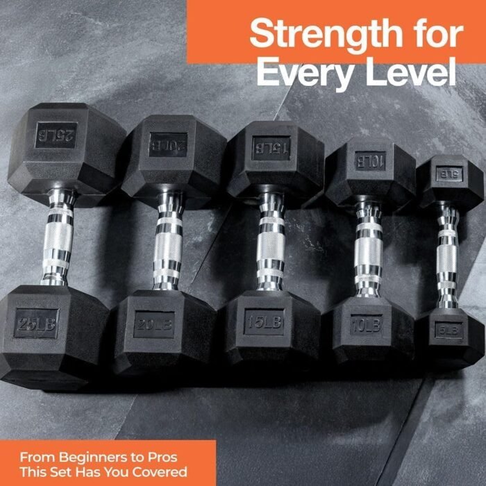 Weights Dumbbells Set with Rack - 150 lb Rubber-Coated Dumbbells for Easy Grip | Durable Carbon for Strength Training | Essential Workout Equipment for All Fitness Levels - Image 6