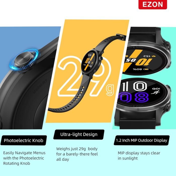 EZON R7 GPS Running Watch,Dual-Band GNSS,Optical Heart Rate Monitor,Over 28 Workout Modes,Training & Fitness Assessment,Lightweight Sports Watch for Triathlon,Marathon,Trail Run (Upgraded) - Image 8