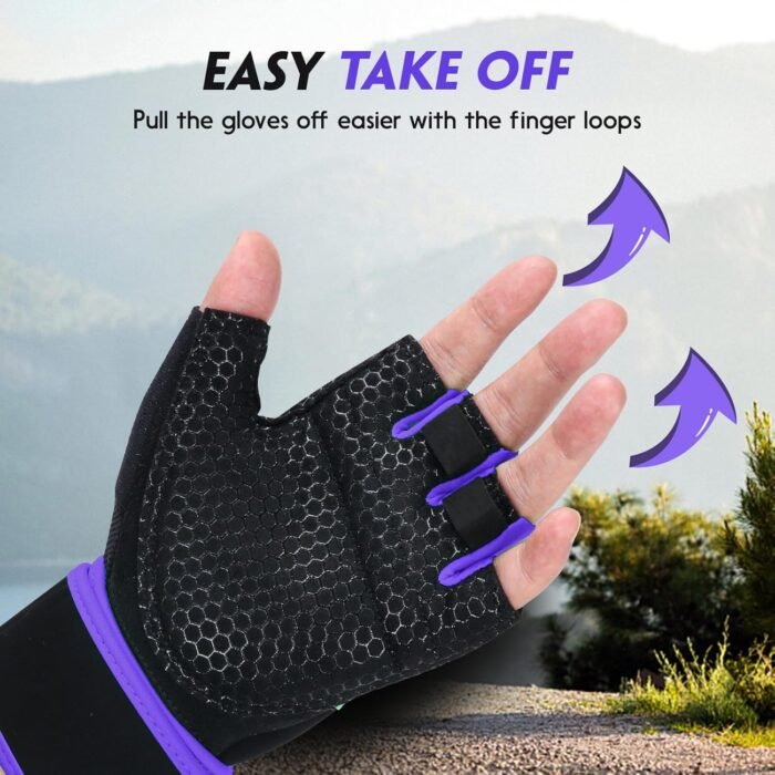 Workout Gloves Gym Gloves Weight Lifting Gloves for Men Women with Full Palm Pad,Strong Wrist Wraps Support,Enhanced Grip,for Fitness,Training,Weightlifting,Exercise - Image 6