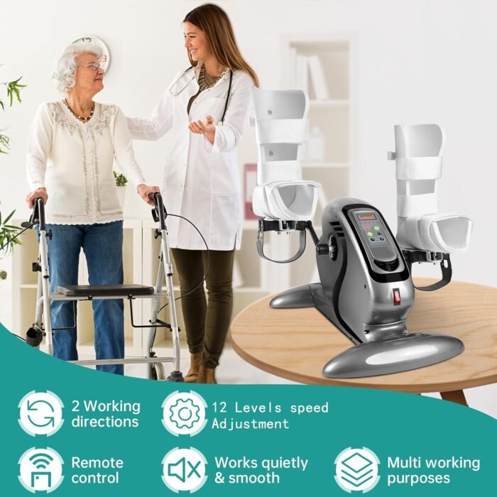 Motorized Pedal Exerciser, Electric Pedal Exerciser for Arm and Leg Low Impact Exercise Rehabilitation, No Resistance, Suitable for Seated Leg Exercise and Arm Exercise for Elderly People - Image 8