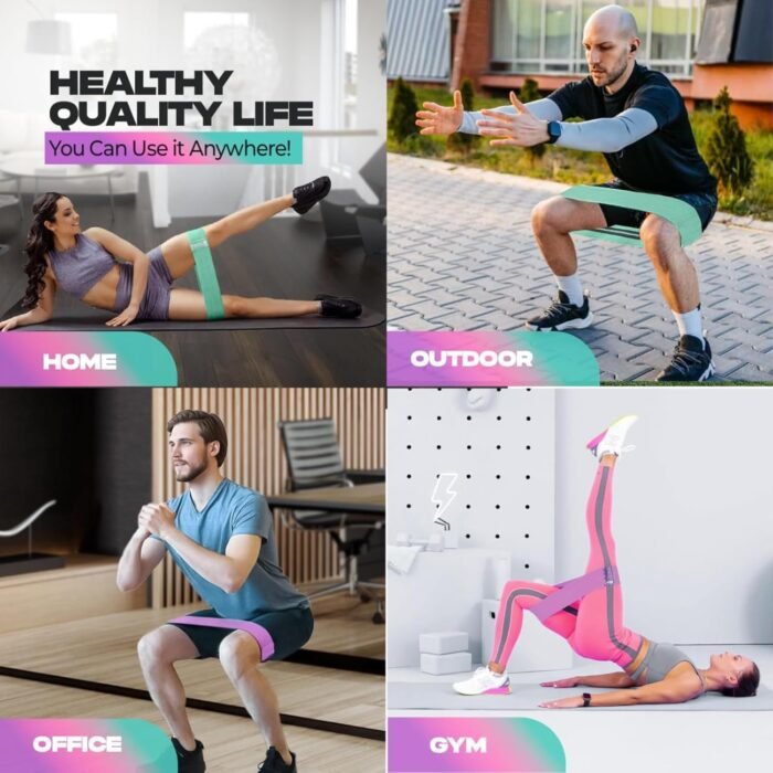 Aura Fabric Resistance Bands Set | 3 Levels of Resistance, Booty Bands for Working Out | Non-Slip Thick Exercise Band for Legs, HIPS & Butt | Perfect for Home, Gym & Travelling Workouts - Image 8