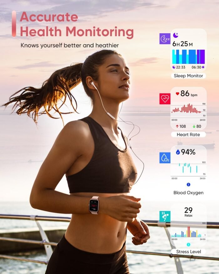 Fitpolo Smart Watch for Women Android & iPhone, Alexa Built-in [1.8" HD Screen] IP68 Waterproof Fitness Watch with Bluetooth Call (Answer/Make), Heart Rate/Sleep/SpO2 Monitor, 105 Sports Trackers - Image 4