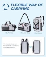 BAGSMART Gym Bag for Women & Men, 35L Sports Travel Duffel Bag with Shoe Compartment,Anti-Theft Carry On Weekender Bag for Airplane, Water Resistant Workout Overnight Backpack for Travel Gym,Grey - Image 7