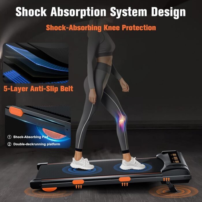Walking Pad Treadmill With Incline, Under Desk for Home Office, Portable 2.5HP, 300 lbs Capacity, APP/Remote Control, LED Displays, Manual Incline(M) - Image 5