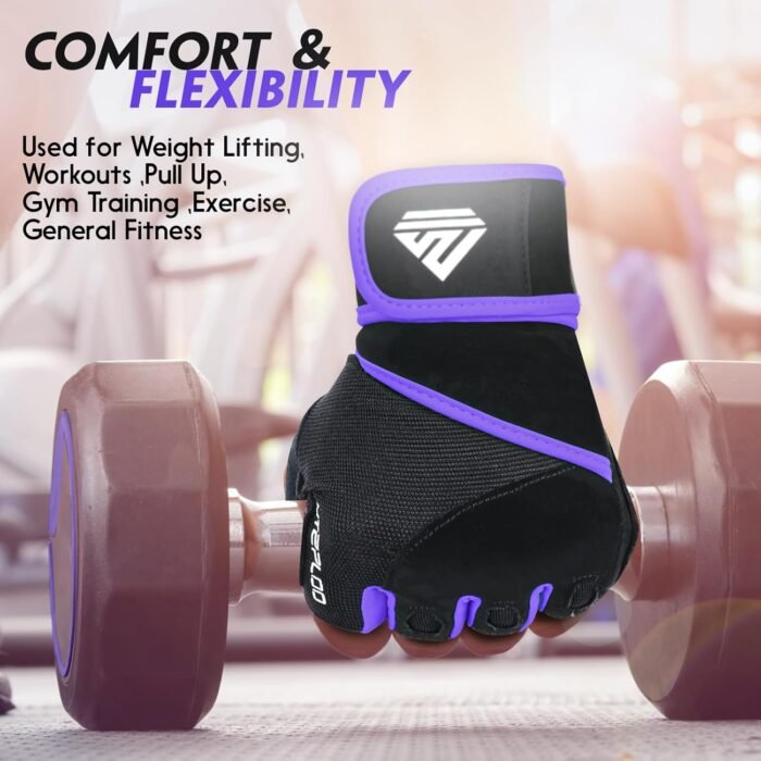 Workout Gloves Gym Gloves Weight Lifting Gloves for Men Women with Full Palm Pad,Strong Wrist Wraps Support,Enhanced Grip,for Fitness,Training,Weightlifting,Exercise - Image 5