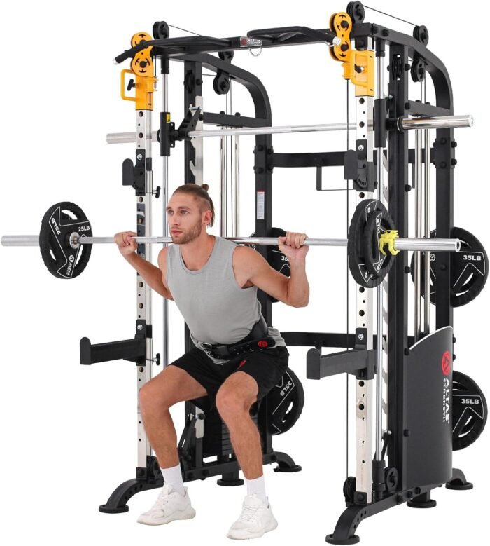 Altas Strength Smith Machine Home Gym 1000 lbs Capacity 2000 lbs Cables Strength Training Power Cages for Squats Presses Pulling Deadlifts Light Commercial Equipment Easy Assembly M810 - Image 5