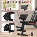 Foldable Weight Bench, Adjustable Workout Bench with Leg Extension, Preacher Pad, Extended Headrest, Space-saving Banco de Pesas for Home Gym, 800lbs Full Body Workouts Strength Training - Image 5