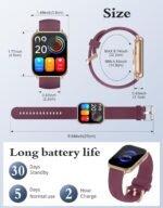 RUIMEN Smart Watches for Men Women (Answer/Make Calls, 2 Bands Included), 1.8" Smartwatch for iOS/Android Phones, Fitness Tracker Heart Rate/Sleep Monitor Digital Watch Waterproof Purple - Image 8