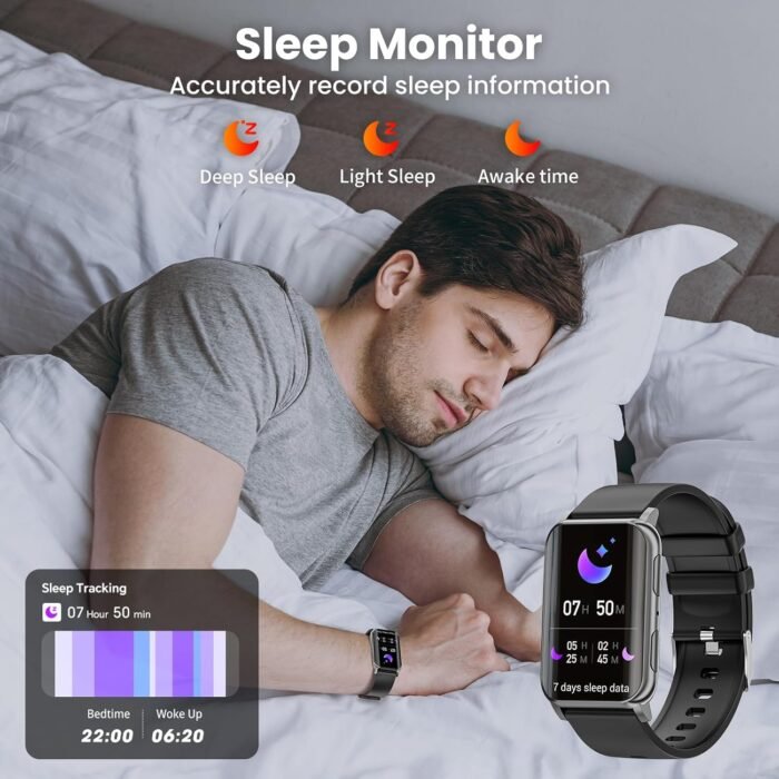 Smart Watch for Men Women (Answer/Make Calls), 1.57" Curved Screen Fitness Tracker IP68 Waterproof with 24/7 Heart Rate/Sleep Monitor, Two Straps Activity Trackers for Android and iPhone - Image 7