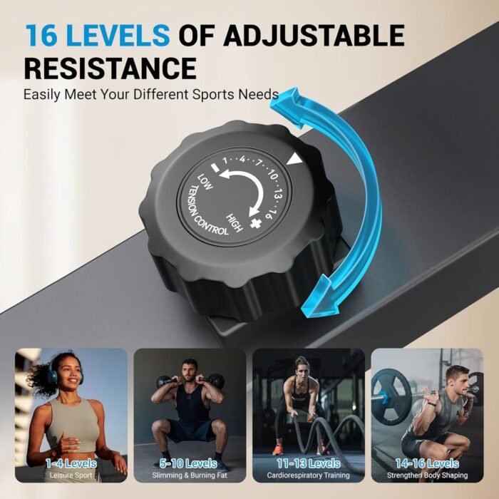THERUN Elliptical Exercise Machine, Elliptical Machine for Home w/Whisper-Quiet Magnetic Driving System, Elliptical Trainer w/ 15.3" Stride, 16 Resistance Levels, 8KG Flywheel, Bottle Holder - Image 6